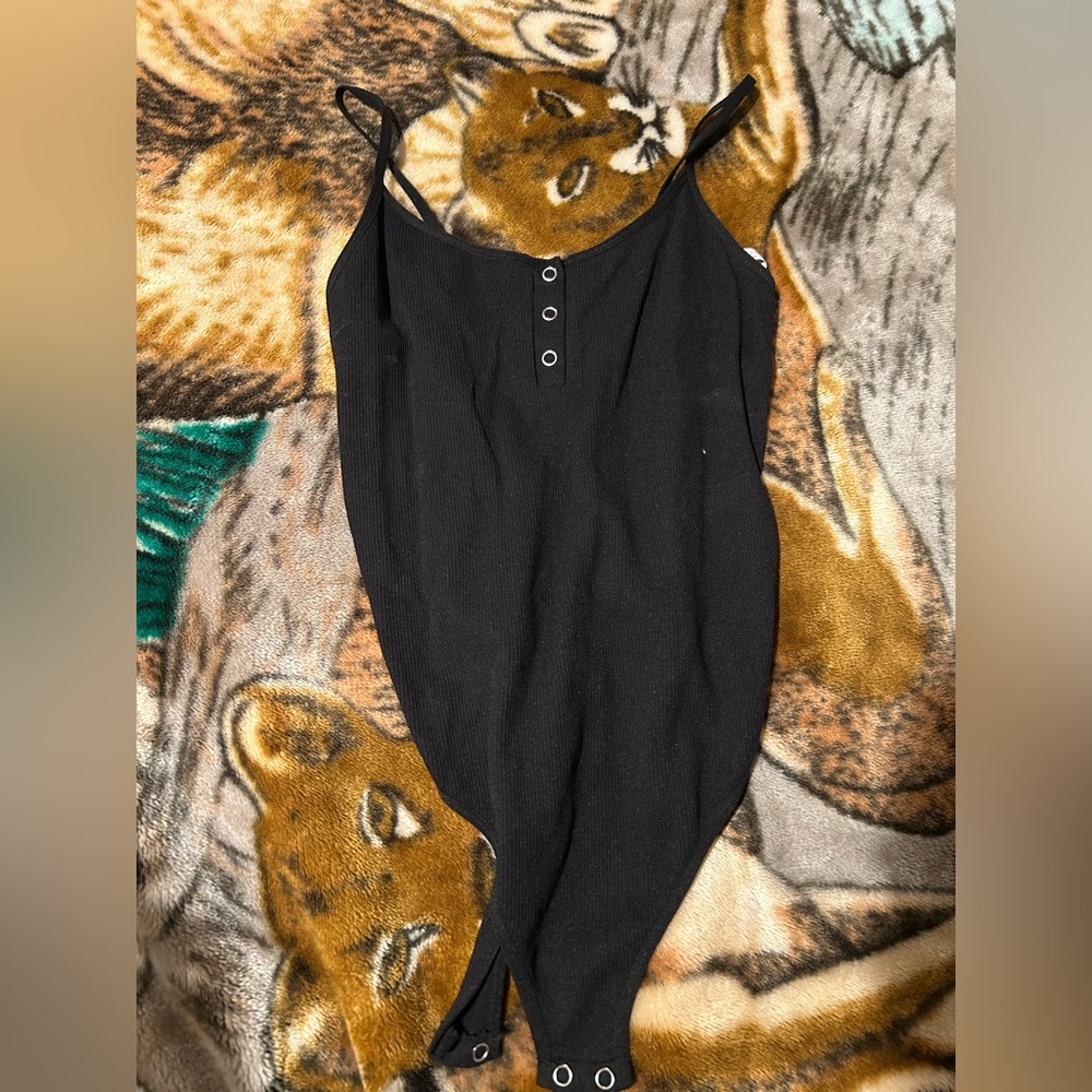 Black Button-Front Bodysuit